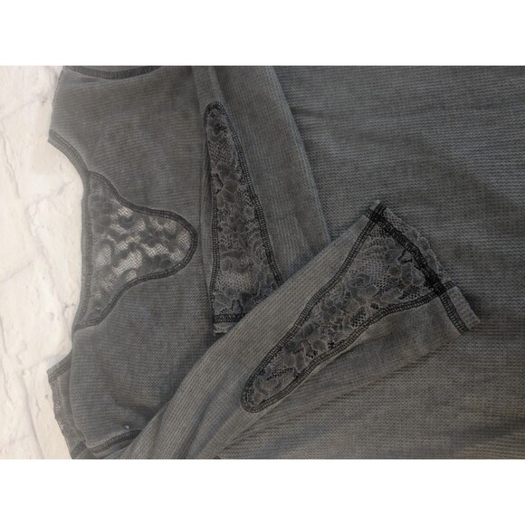 Maurice's Scoop Neck Y2K Style Waffle Knit Shirt With Lace insets Size Medium - Picture 8 of 8